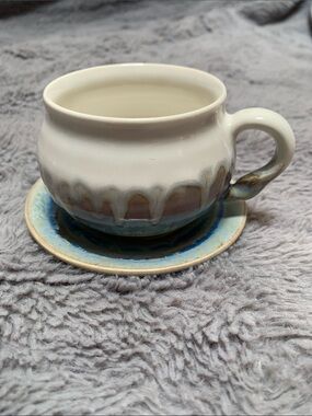 NWOT Handcrafted tea cup and saucer